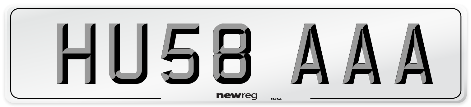 HU58 AAA Number Plate from New Reg